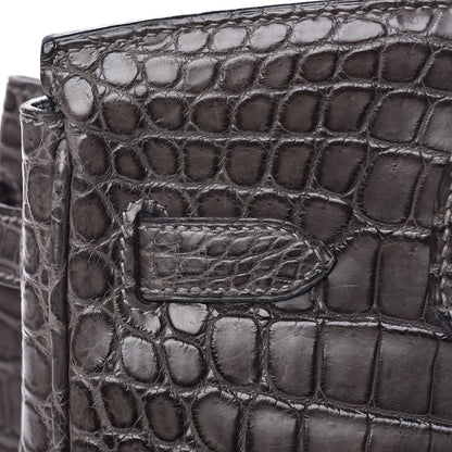 Hermes Matte Niloticus Crocodile Birkin 30 Gris Elephant 23 of 45