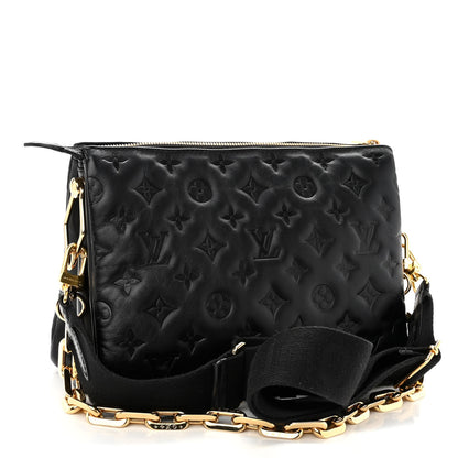 Louis Vuitton Lambskin Embossed Monogram Coussin PM Black 3 of 11