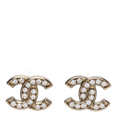 Chanel Crystal CC Earrings Gold 1 of 4