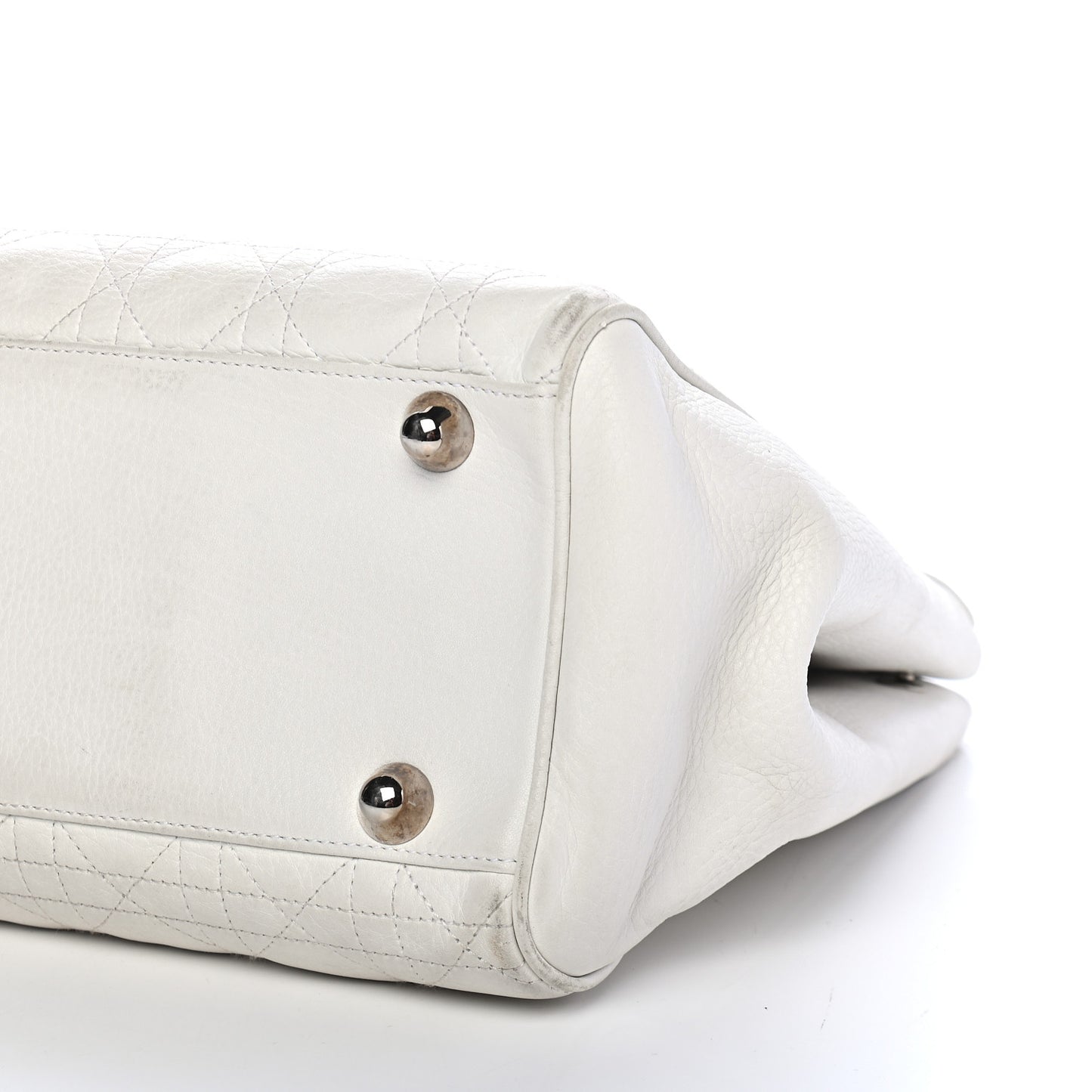 Cannage Stitched Tote White