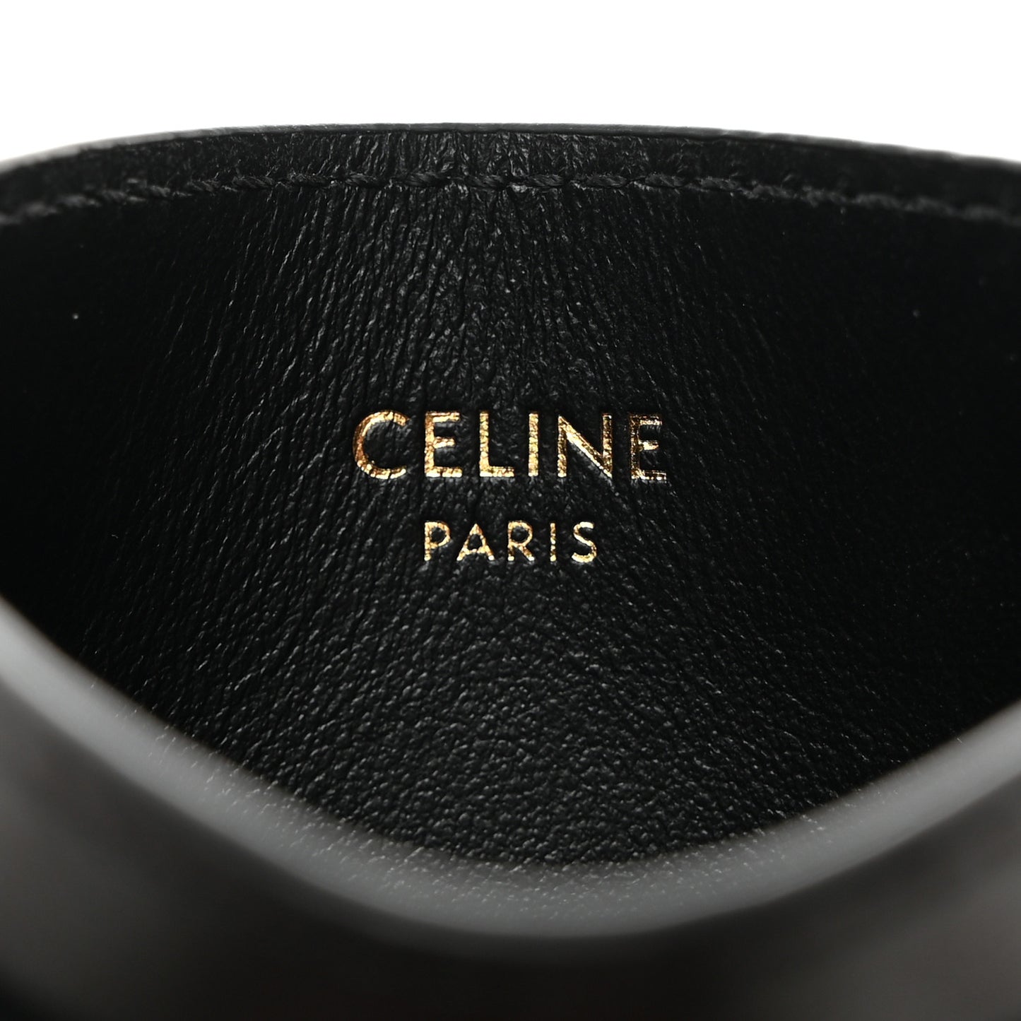 Shiny Calfskin Triomphe Card Holder Black