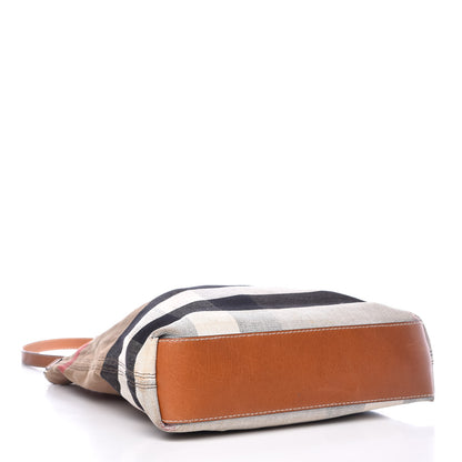 Burberry Canvas Mega Check Medium Tottenham Brit Tote Saddle Brown 5 of 15
