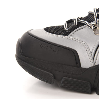 Gucci X SEGA Mesh Technical Canvas Calfskin Reflective Mens Flashtrek Sneakers 10.5 Silver Black 5 of 8