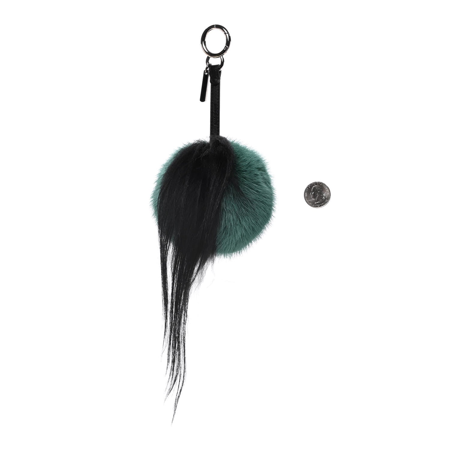 Fendi Mink Goat Fur QuTweet Cucaoo Bag Bug Charm Green White 2 of 5
