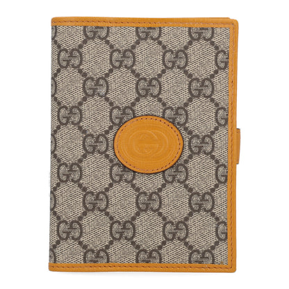 Gucci GG Supreme Monogram Textured Calfskin Retro Interlocking G Passport Case Beige Yellow 1 of 7
