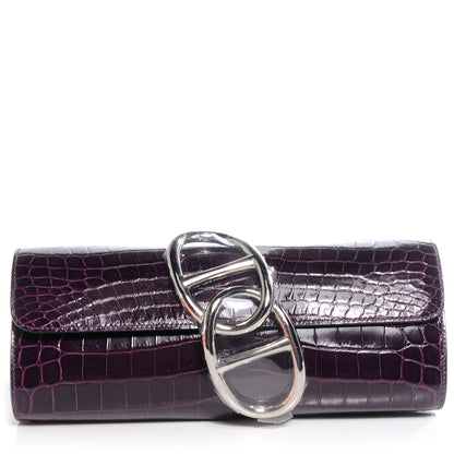 Hermes Niloticus Crocodile Egee Clutch Aubergine 1 of 8