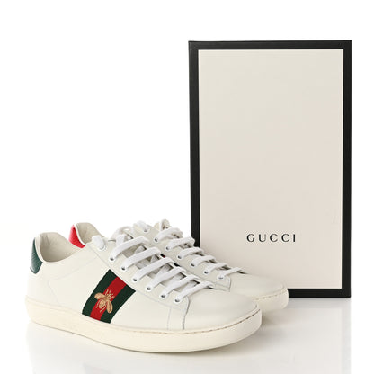 Gucci Calfskin Ayers Bee Embroidered Womens Ace Sneakers 41.5 White Green 9 of 9