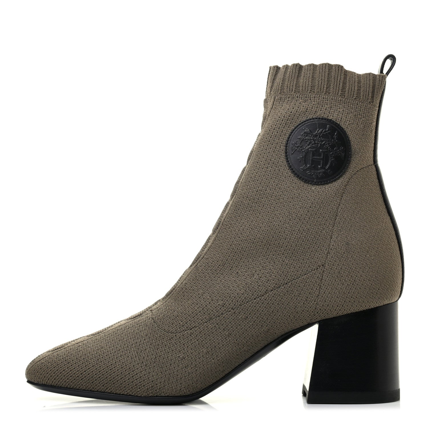 Hermes Knit Calfskin Volver 60 Ankle Boots 36.5 Vert Sapin 1 of 8