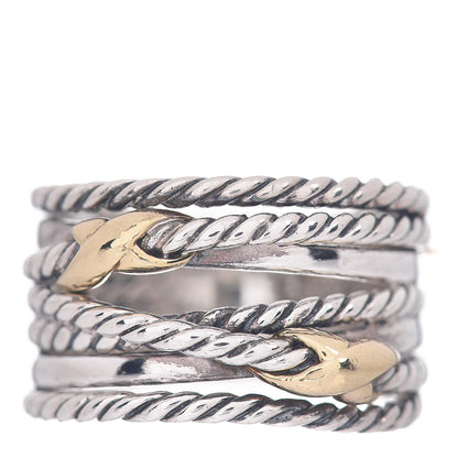 David Yurman Sterling Silver 18K Yellow Gold Double X Crossover Ring 54 7 1 of 5