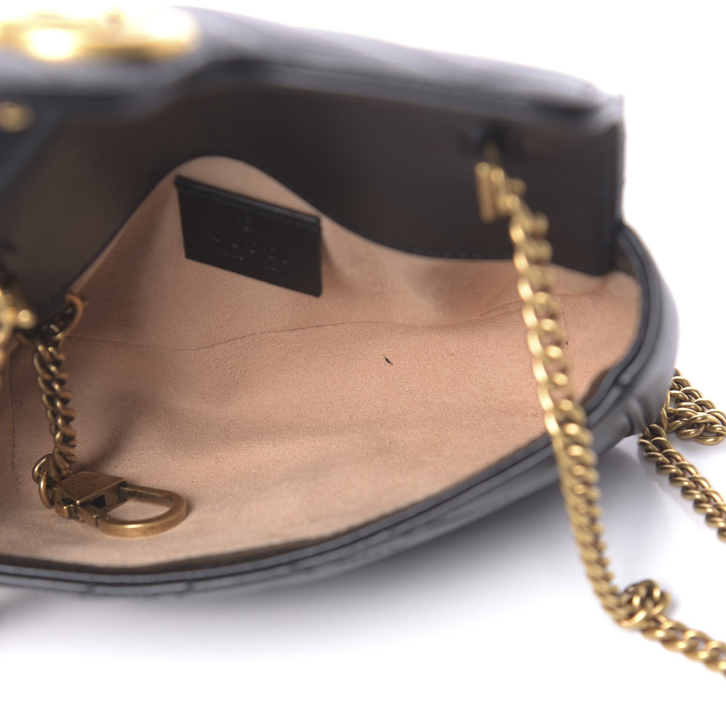 Calfskin Matelasse Super Mini GG Marmont Shoulder Bag Black
