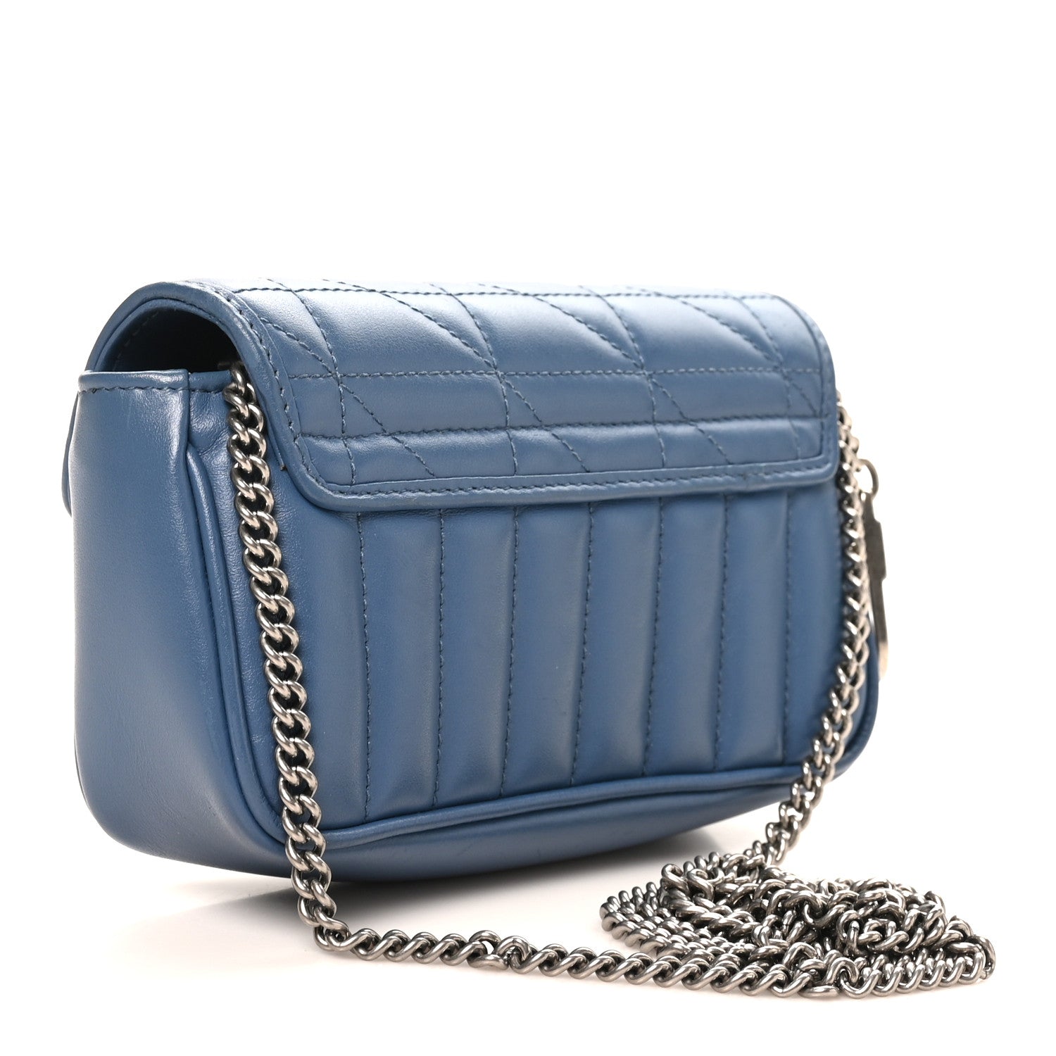 Gucci Calfskin Matelasse Aria Super Mini GG Marmont Shoulder Bag Clear Blue 3 of 10