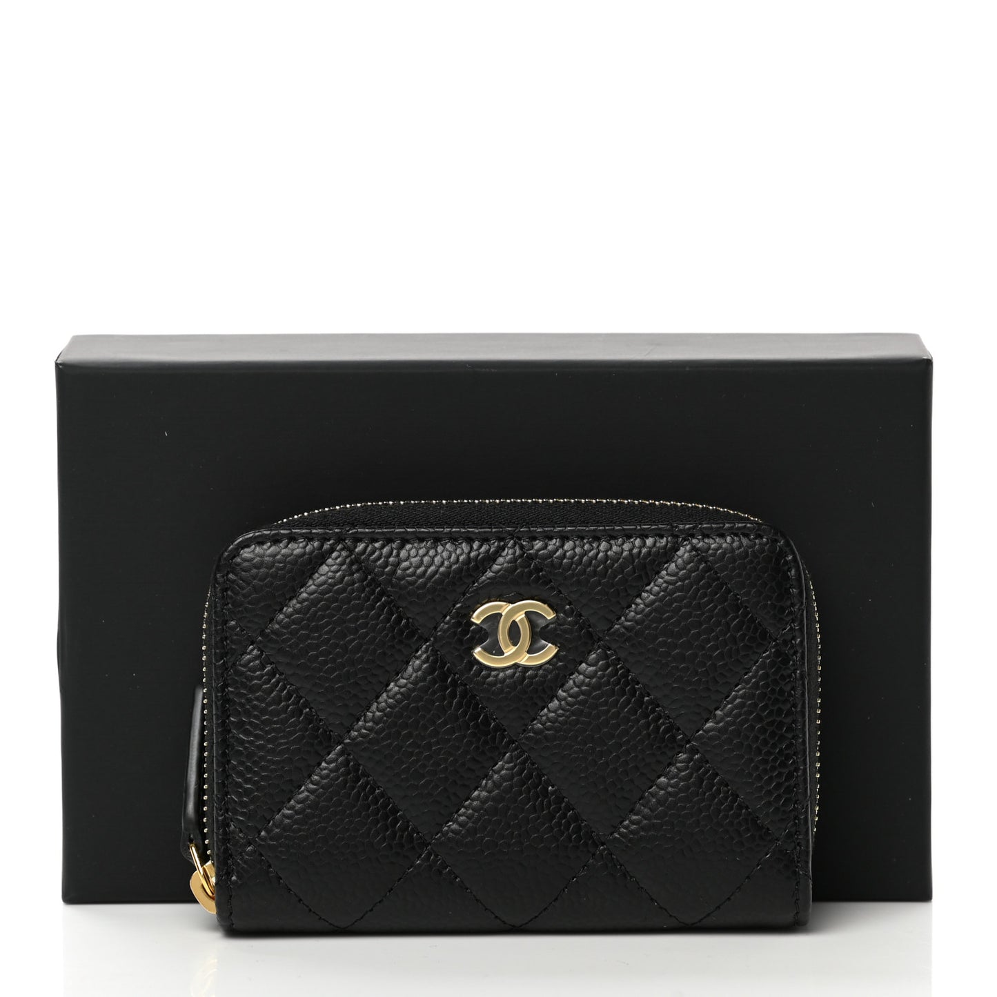 Caviar Quilted Classic Zipped Coin Purse Black