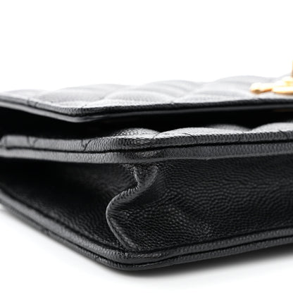 Chanel Caviar Quilted Camellia Wallet On Chain WOC Black 10 of 12