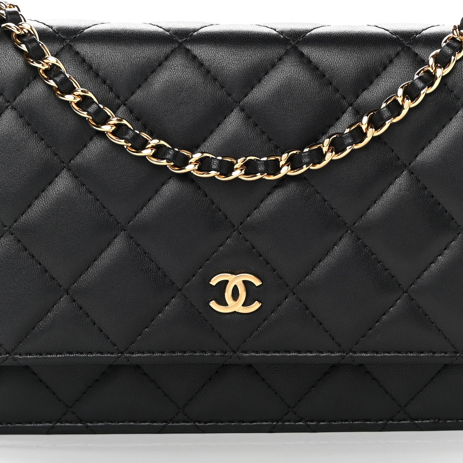 Chanel Lambskin Quilted Wallet On Chain WOC Black 9 of 17