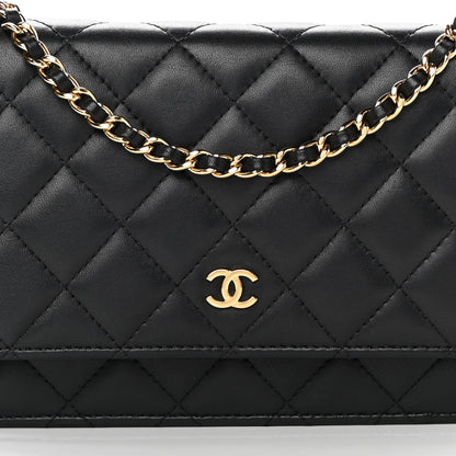 Chanel Lambskin Quilted Wallet On Chain WOC Black 9 of 17