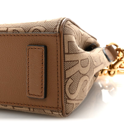 Versace Calfskin Canvas Allover La Medusa Small Top Handle Handbag Brown 9 of 9