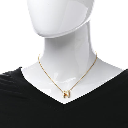Hermes Lacquered Gold Mini Pop H Pendant Necklace White 2 of 5