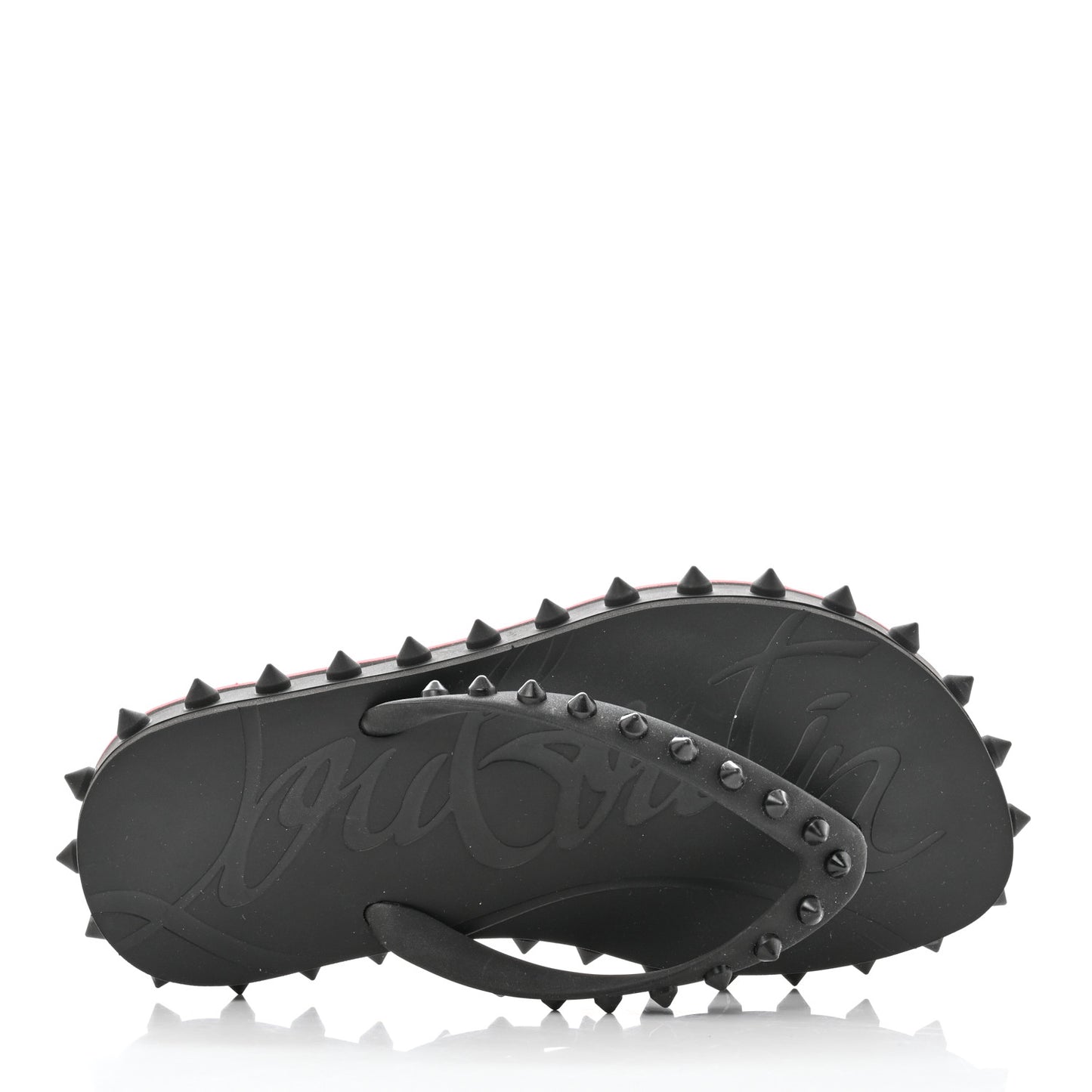 Rubber Spike Loubi Flip Flip Platform Sandals 36 Black