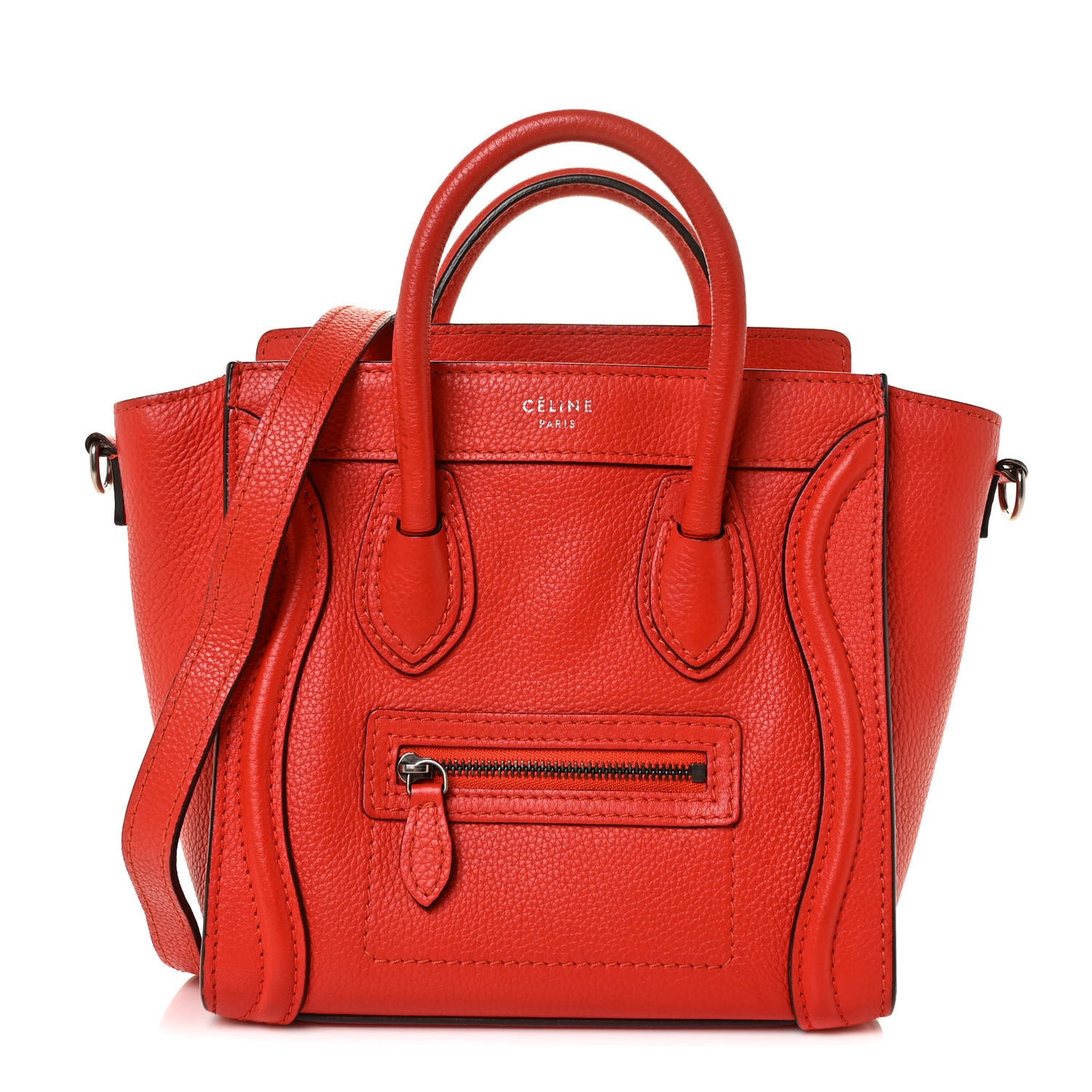Drummed Calfskin Nano Luggage Vermillion