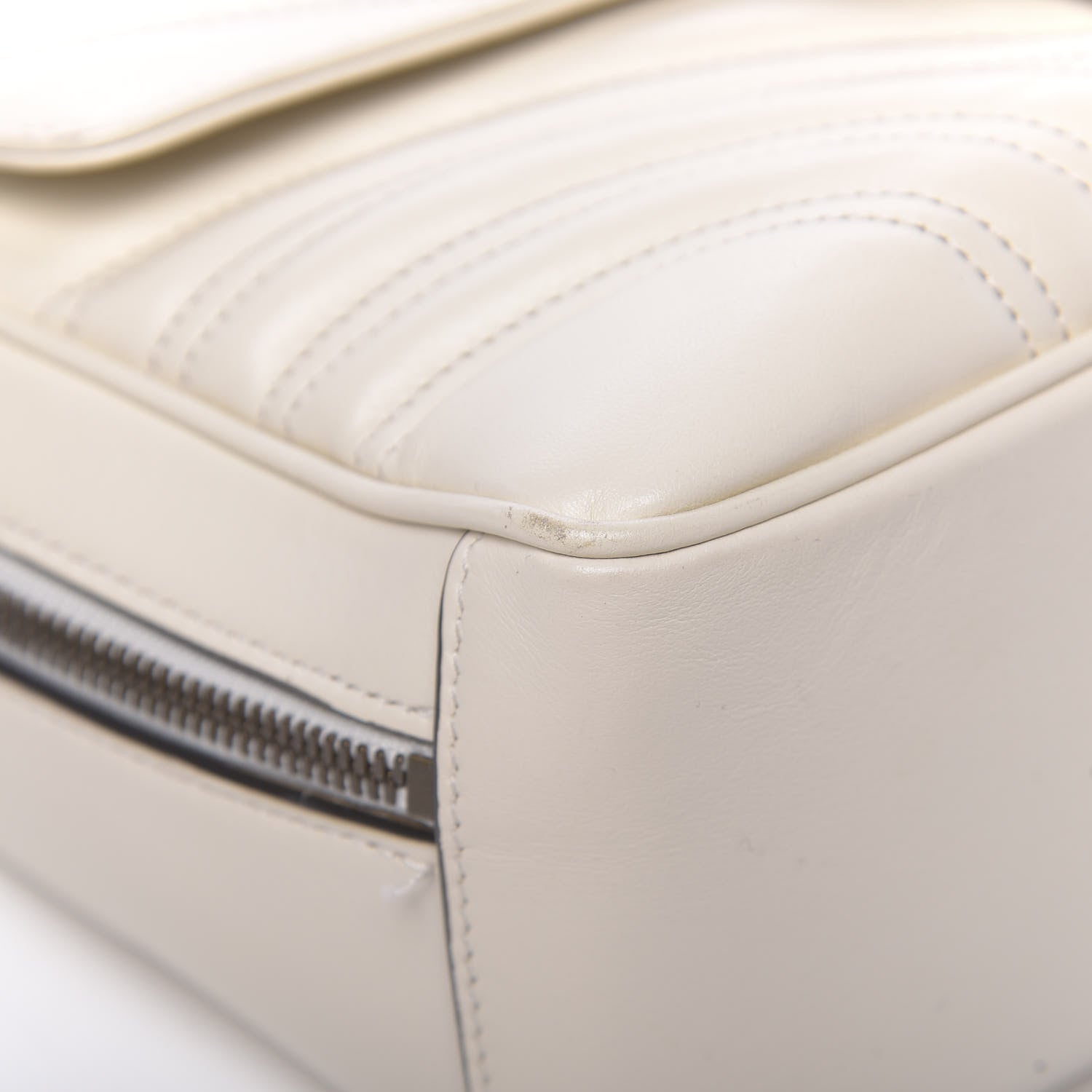 Gucci Calfskin Matelasse Sylvie Web Small GG Marmont Top Handle Shoulder Bag White 11 of 20