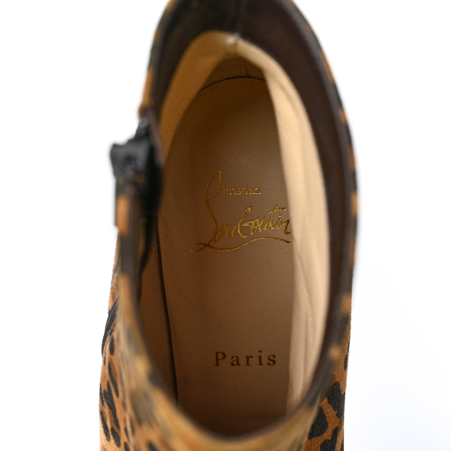 Christian Louboutin Veau Velours Leopard Print Eloise Booty 85 Ankle Boots 39 Caramel 7 of 8