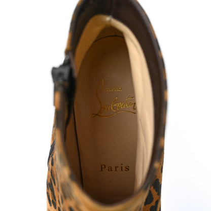 Christian Louboutin Veau Velours Leopard Print Eloise Booty 85 Ankle Boots 39 Caramel 7 of 8
