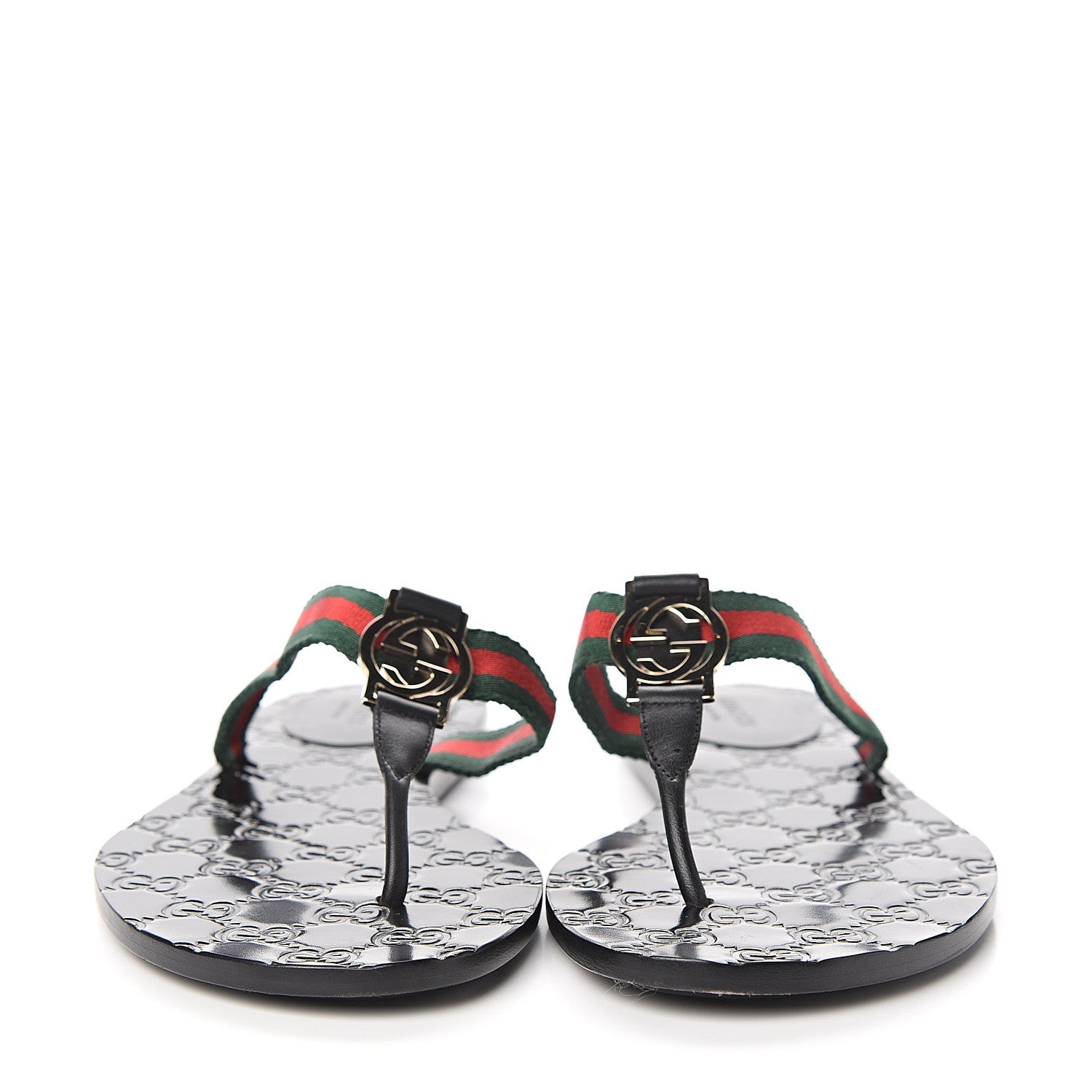 Gucci Nylon Guccissima Web Womens Thong Sandals 39.5 Green Red Black 2 of 8