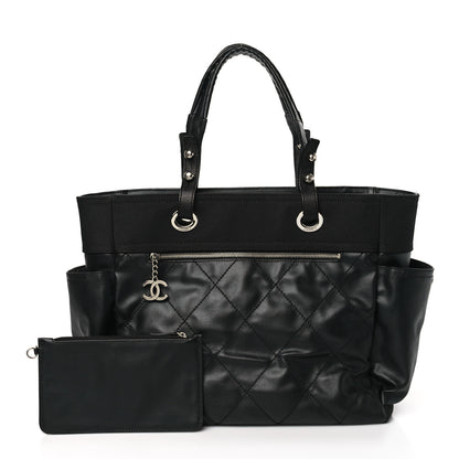 Chanel Coated Canvas Quilted Large Paris Biarritz Tote Black 1 of 10