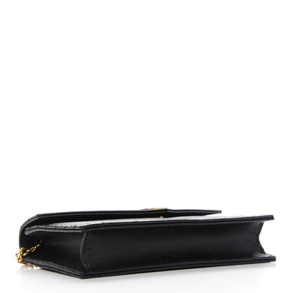 Saint Laurent Grain De Poudre Matelasse Chevron Monogram Envelope Chain Wallet Black 4 of 10