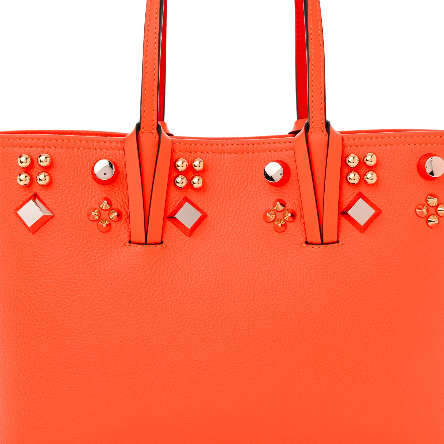 Christian Louboutin Calfskin Empire Spike Studded East West Cabata Tote Sunrise Multicolor 9 of 11