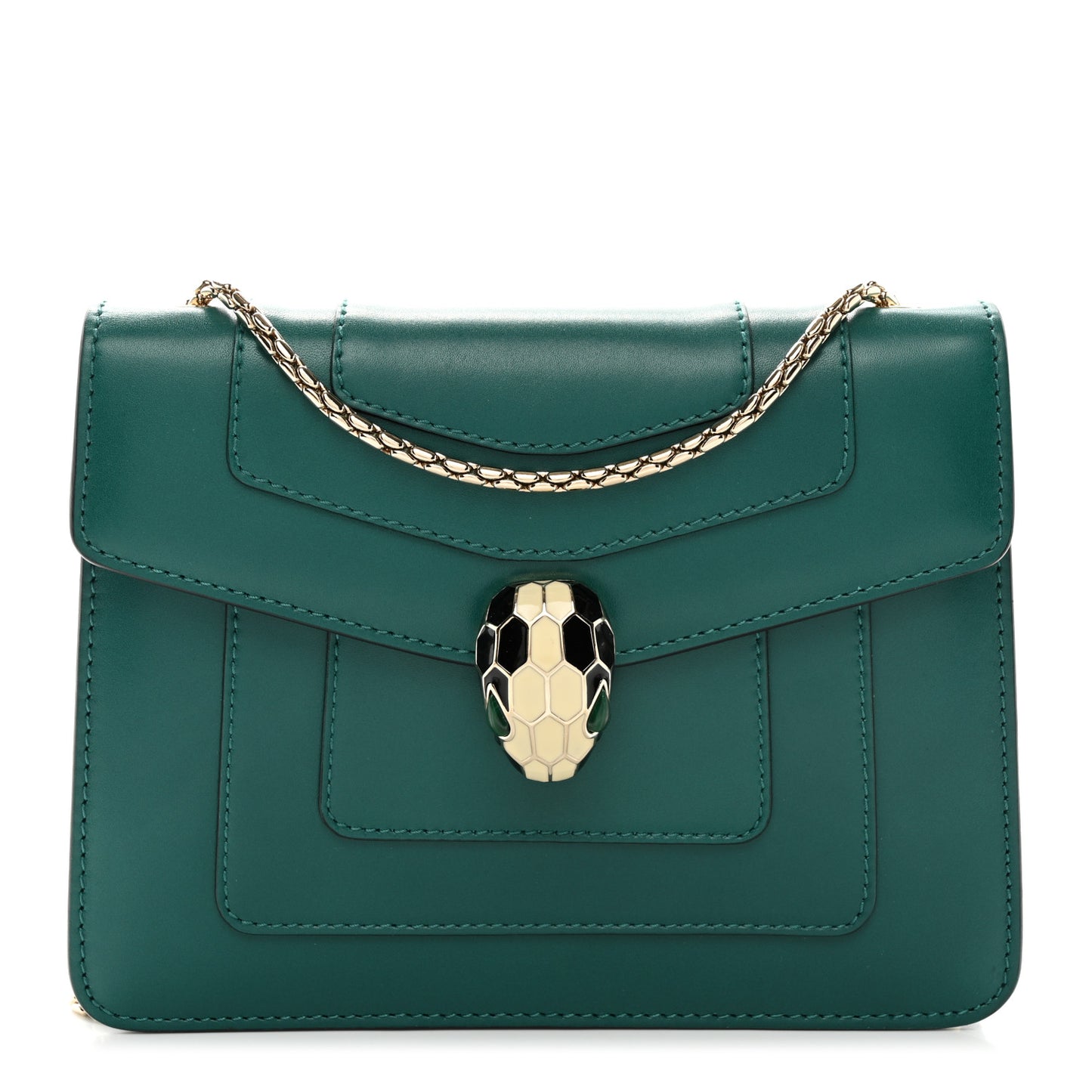 Calfskin Small Serpenti Forever Snake Strap Crossbody Bag Emerald Green