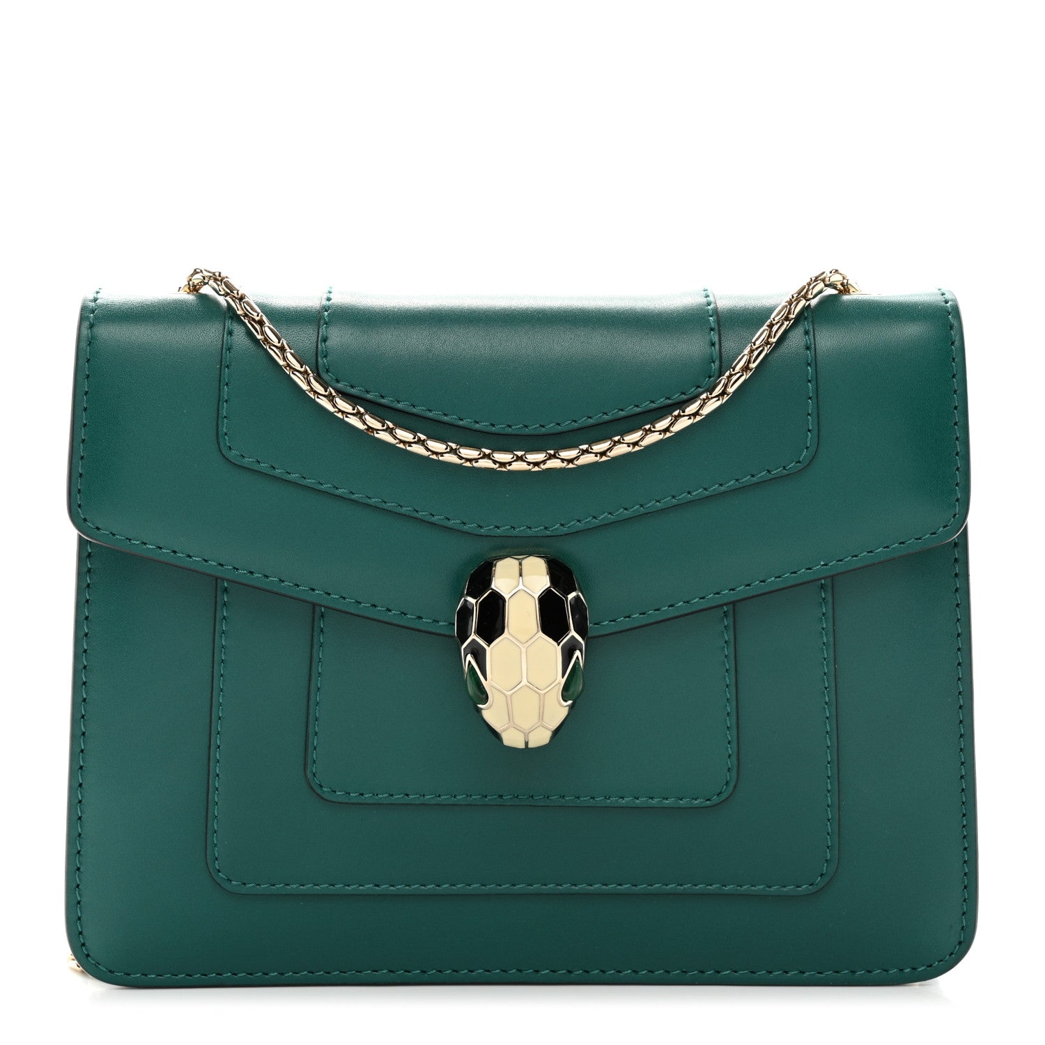 Bulgari Calfskin Small Serpenti Forever Snake Strap Crossbody Bag Emerald Green 1 of 11