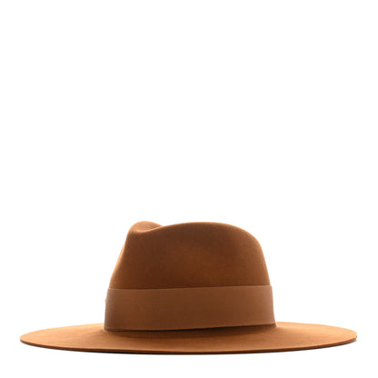 Hermes Rabbit Felt Laquered Gold Faubourg Pop H Hat 57 Marron Chutney 1 of 8