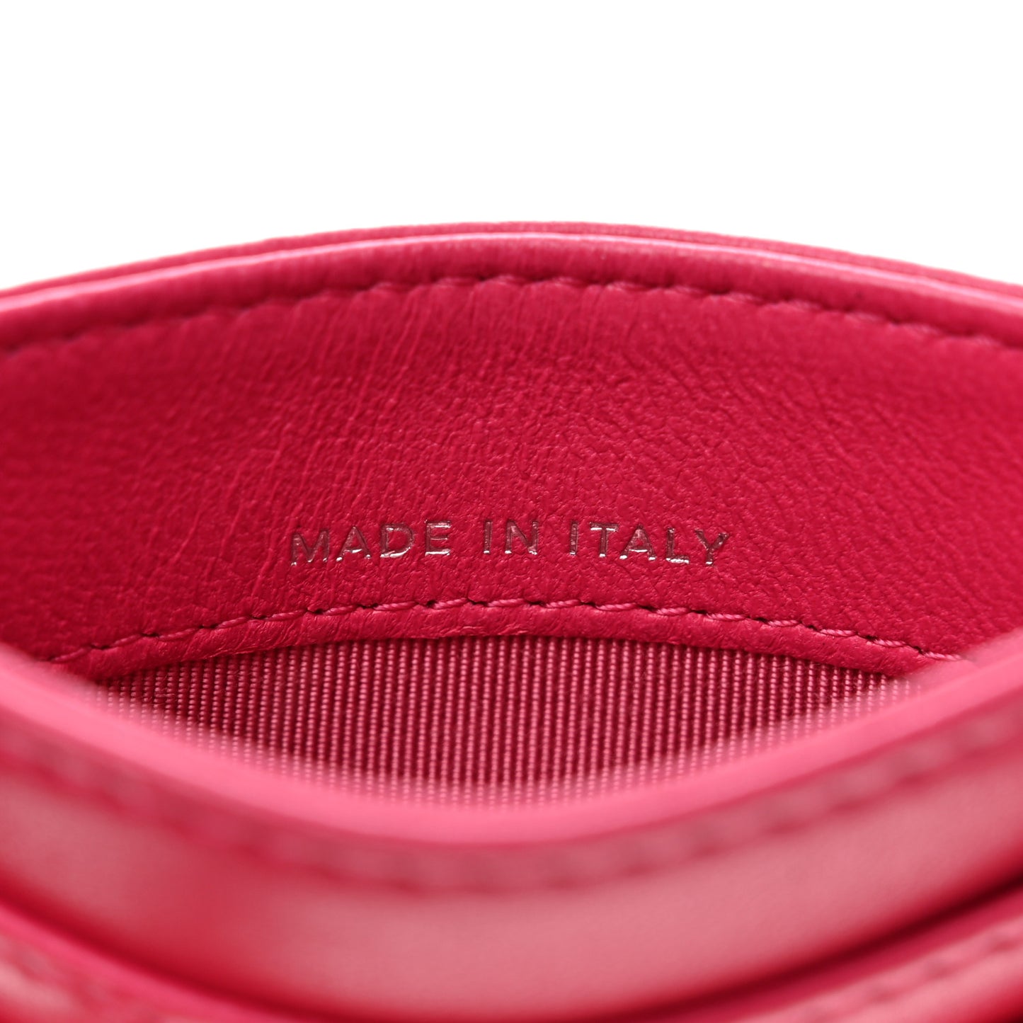Lambskin Quilted Card Holder Fuchsia