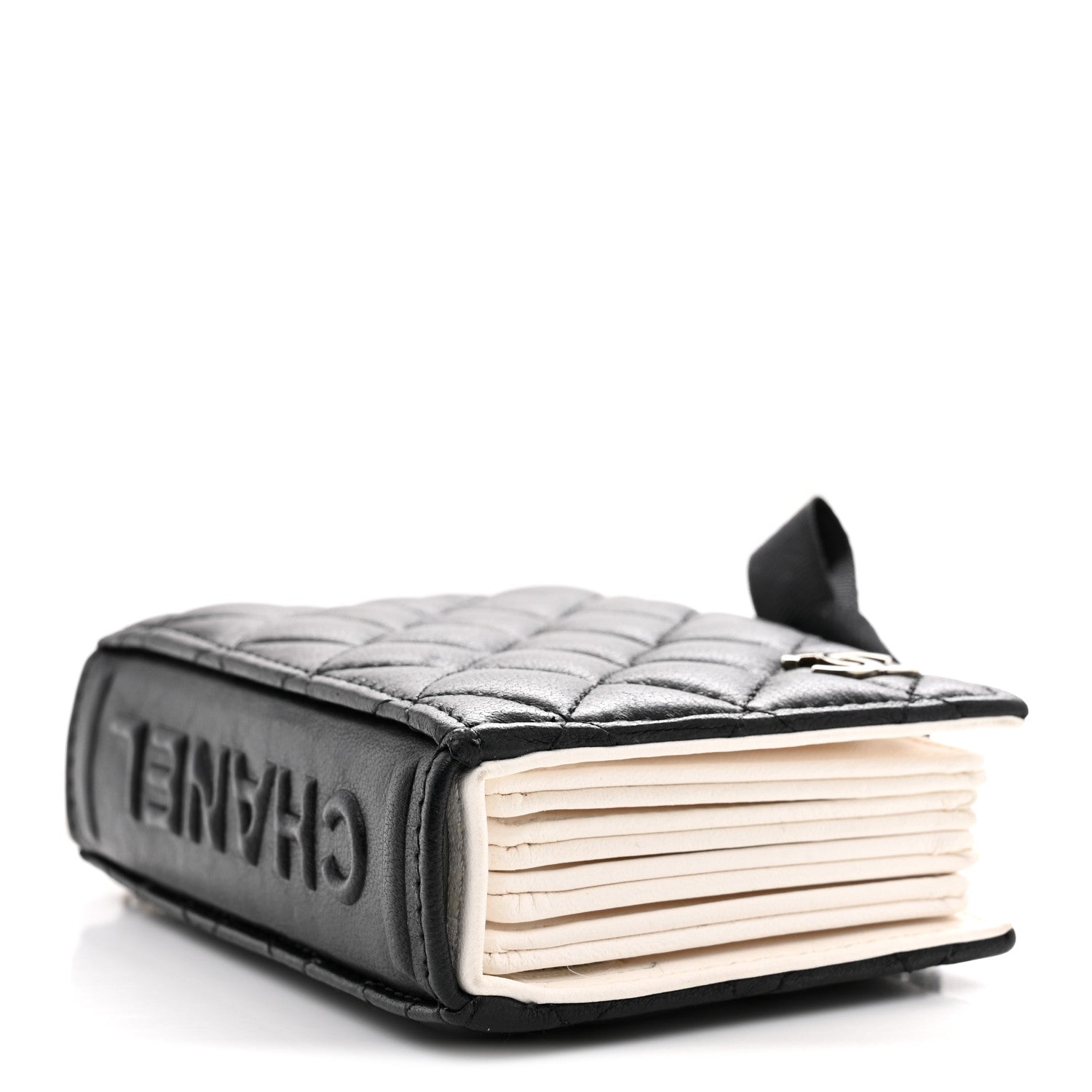 Chanel Lambskin Quilted Book Card Holder on Chain Black 4 of 12