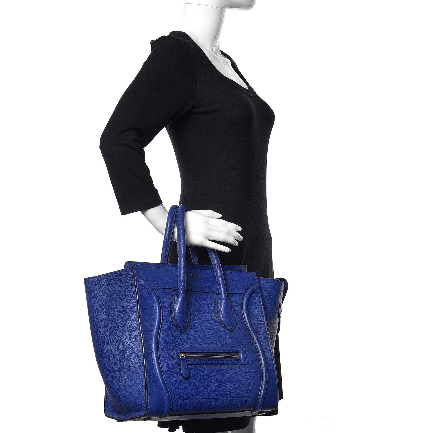 Celine Drummed Calfskin Mini Luggage Indigo 2 of 12