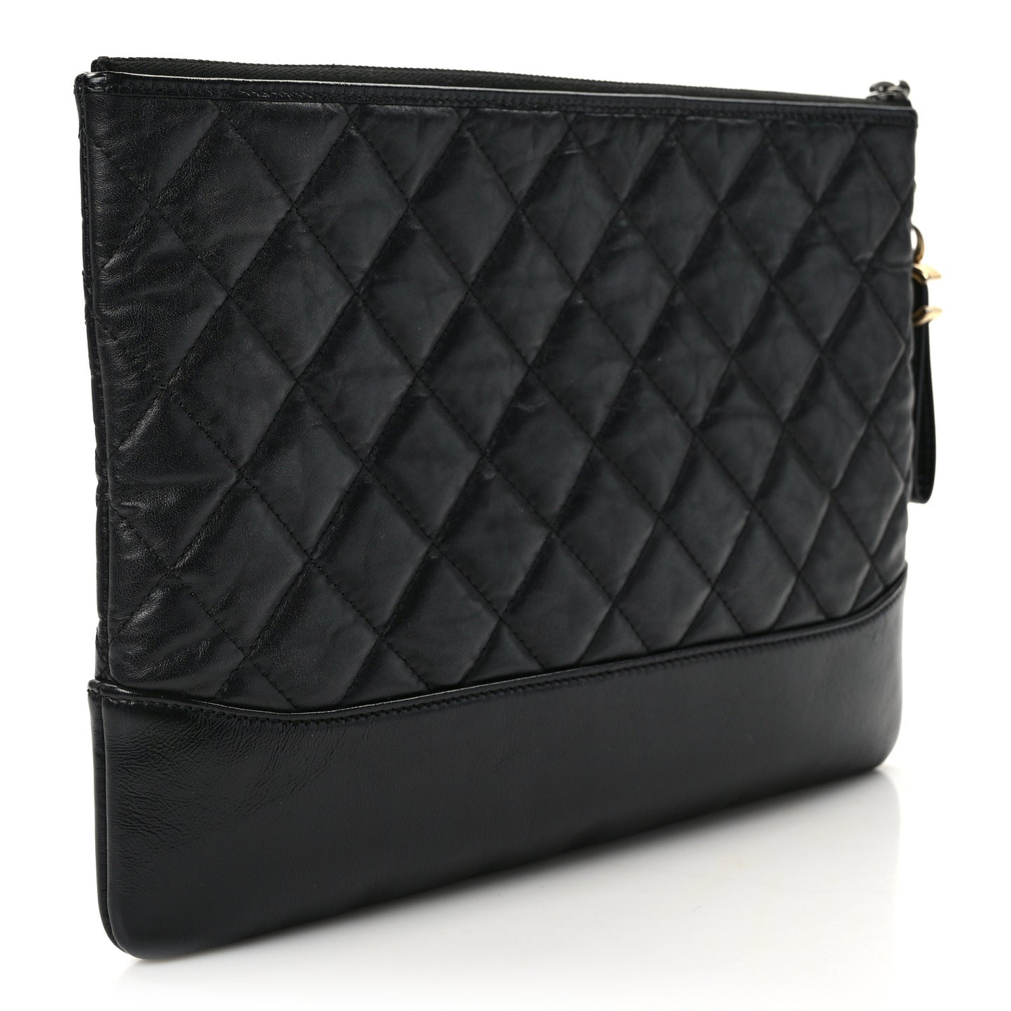 Aged Calfskin Quilted Medium Gabrielle Cosmetic Case Black
