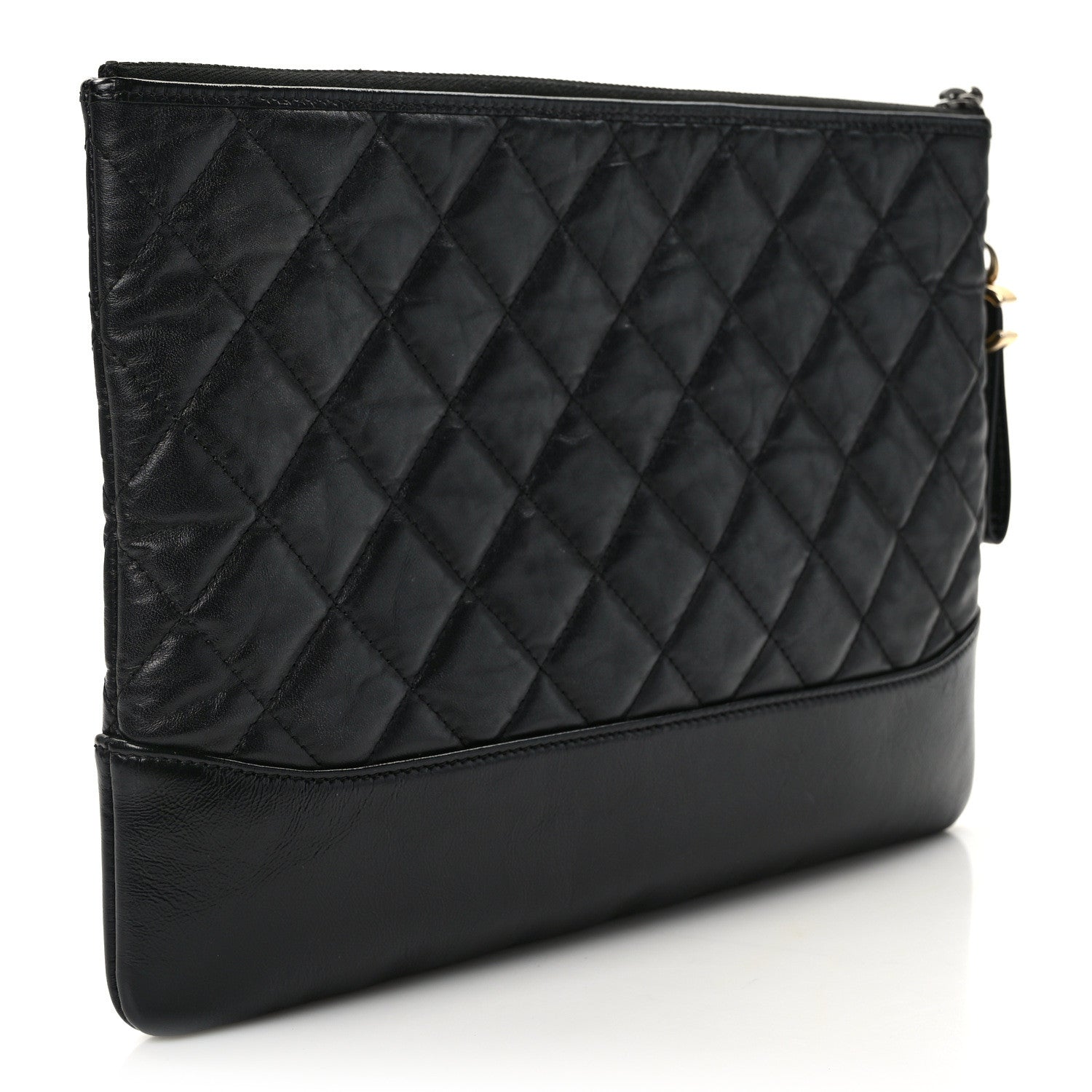 Chanel Aged Calfskin Quilted Medium Gabrielle Cosmetic Case Black 3 of 11