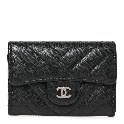 Chanel Caviar Chevron Quilted Flap Card Holder Black 1 of 7