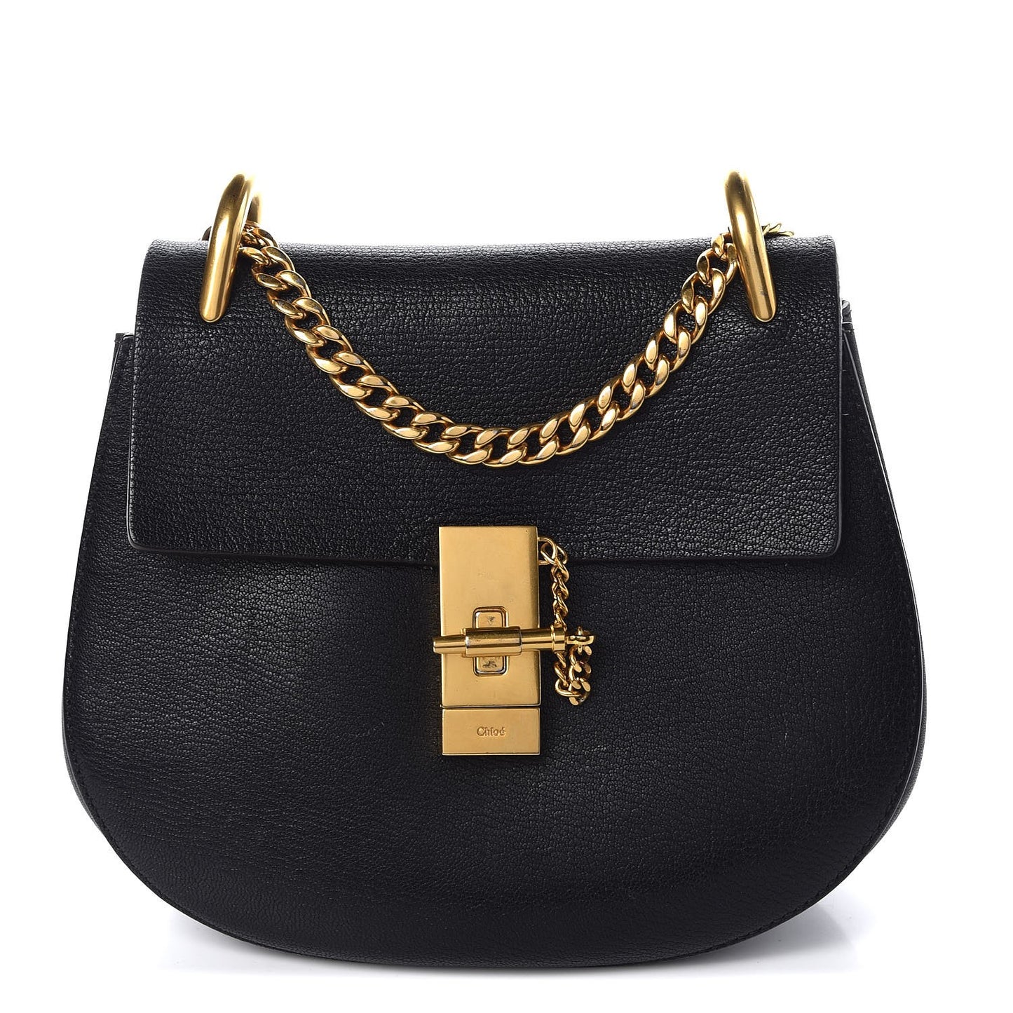 Grained Lambskin Drew Shoulder Bag Black