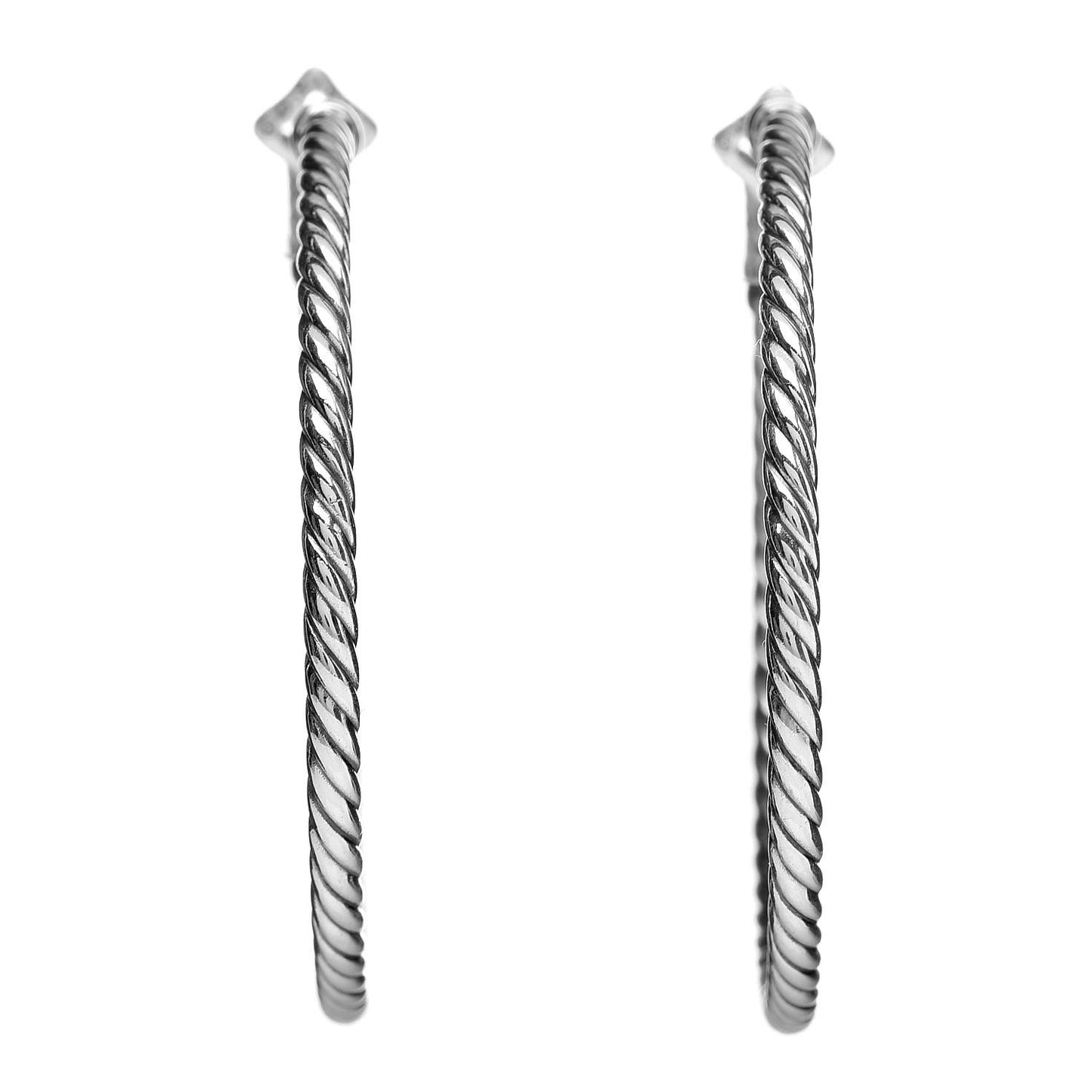Sterling Silver 36mm Large Cable Classics Hoop Earrings