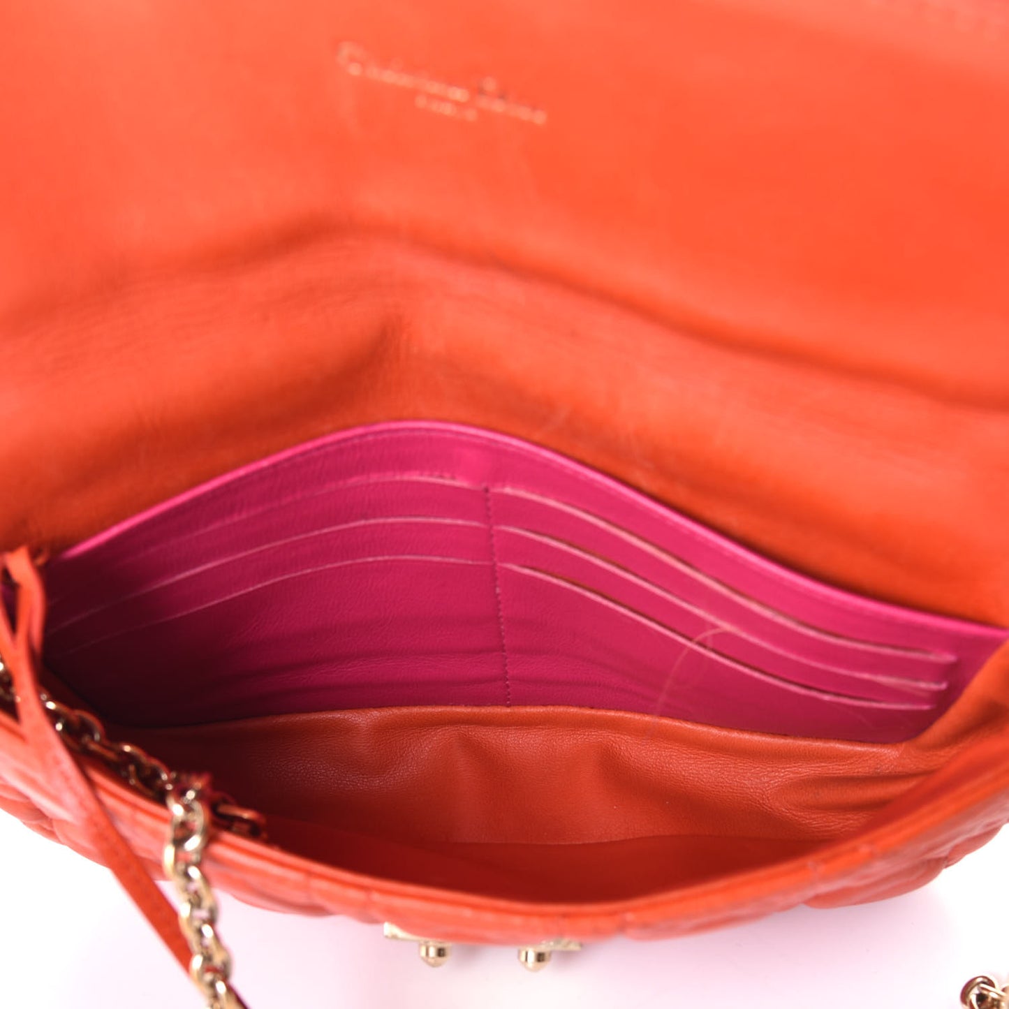Lambskin Cannage Miss Dior Promenade Pouch Vermillion