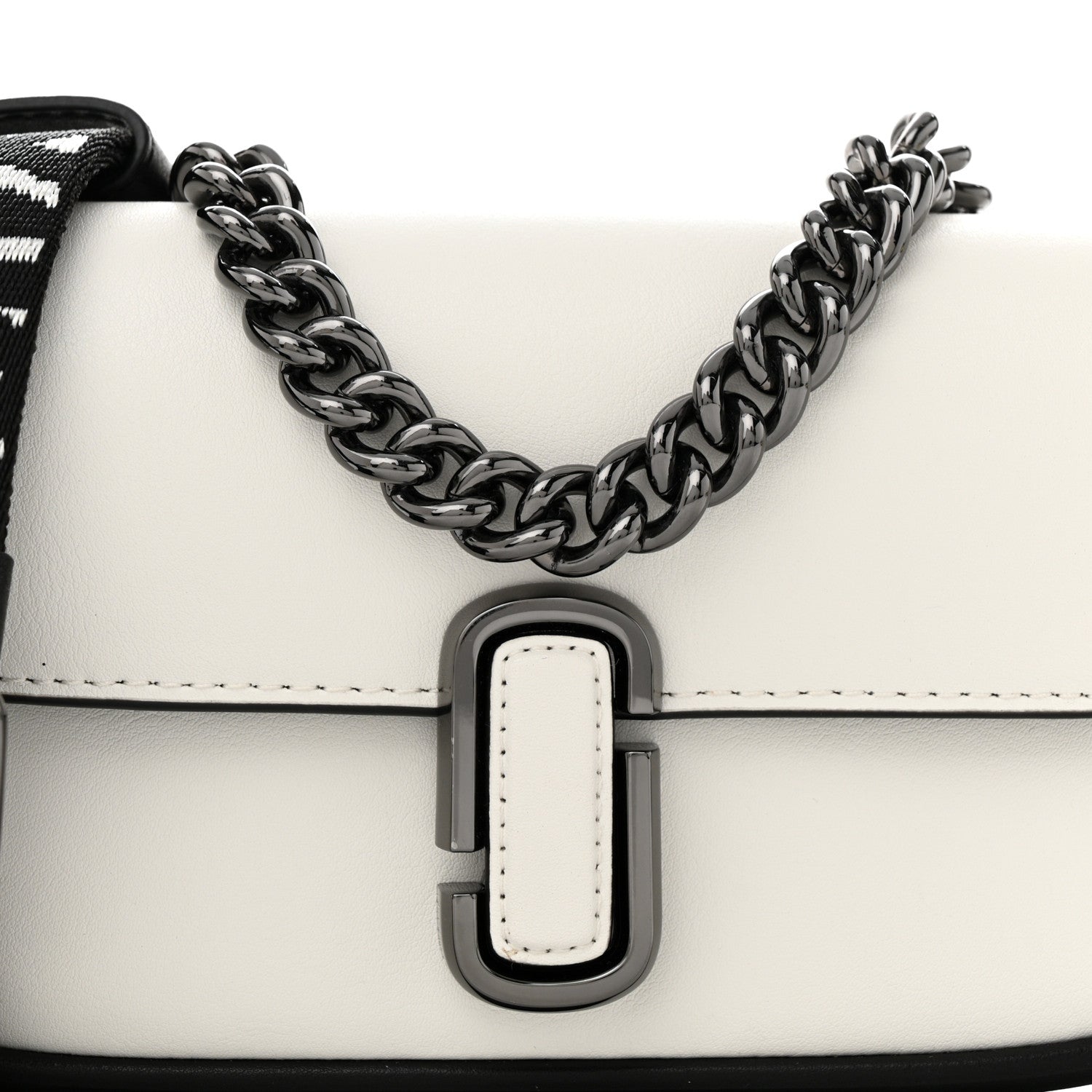 Marc Jacobs Lambskin J Marc Mini Shoulder Bag White Black 9 of 12