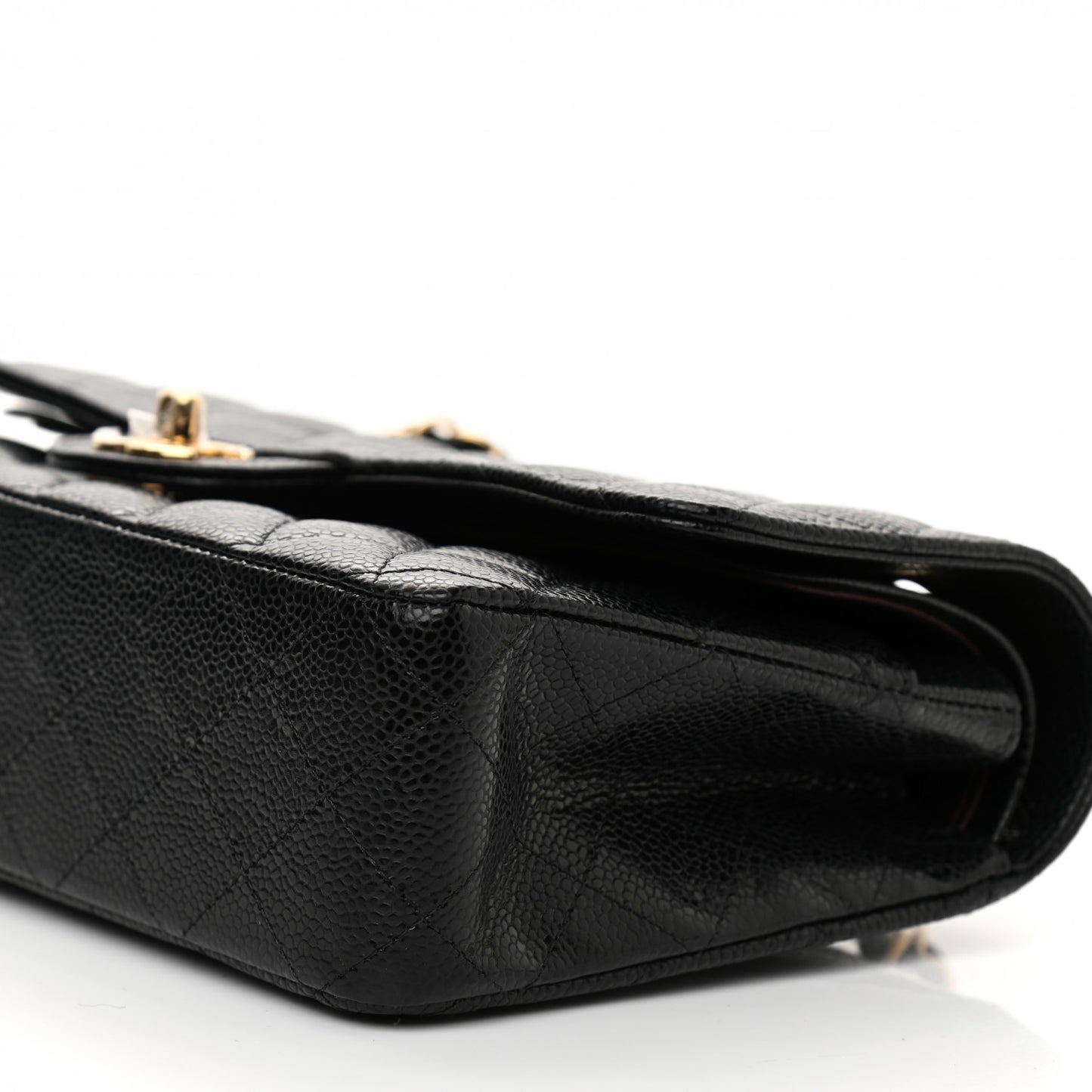 Caviar Quilted Medium Double Flap Black