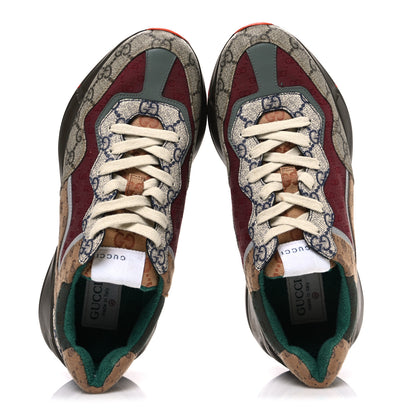 Gucci GG Supreme Monogram Mix Monogram Womens Rhyton Sneakers 40 Bordeaux Beige Ebony 2 of 10