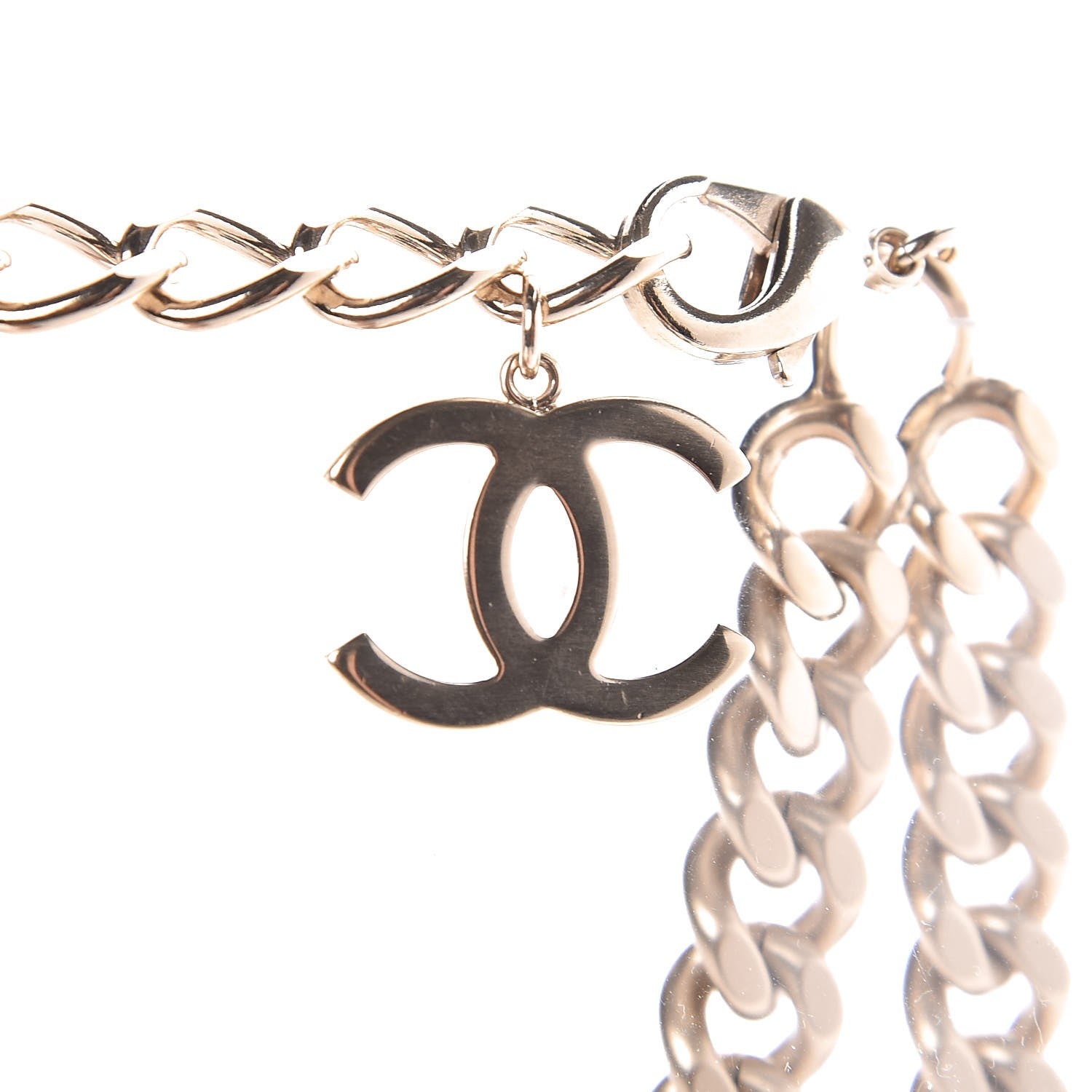 Chanel Oversized Chain Logo Short Necklace Gold Silver 5 of 5