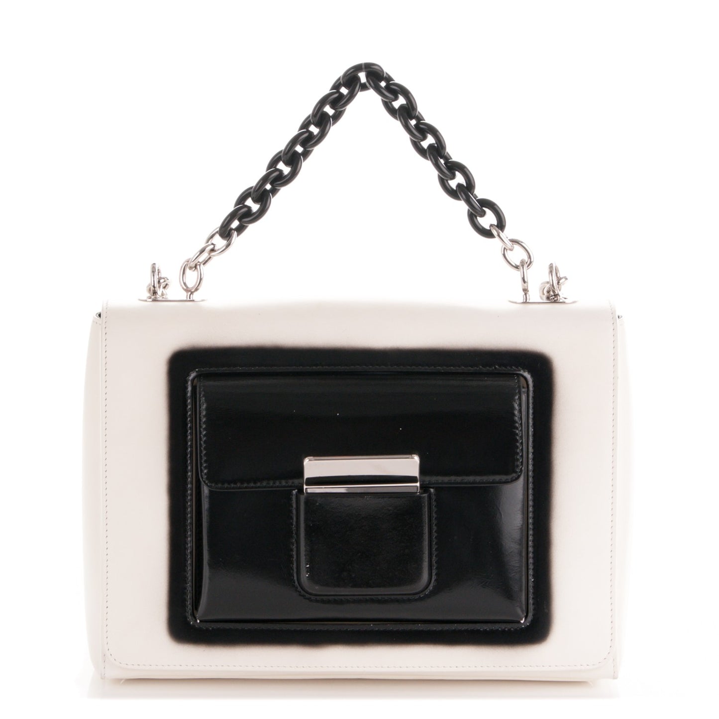 Calfskin Bal58 Shoulder Bag White Black