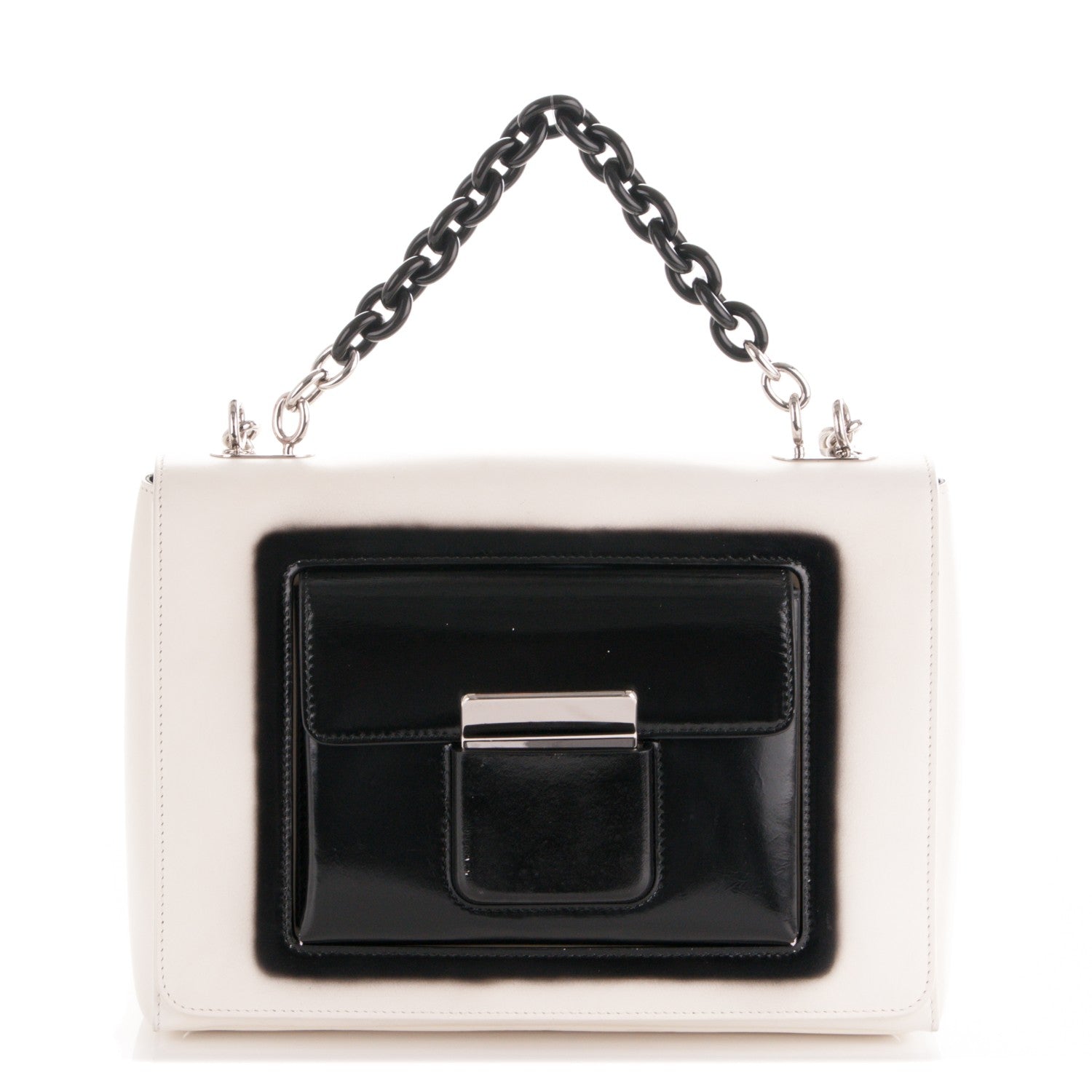 Balenciaga Calfskin Bal58 Shoulder Bag White Black 1 of 7