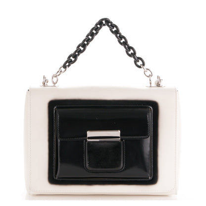 Balenciaga Calfskin Bal58 Shoulder Bag White Black 1 of 7