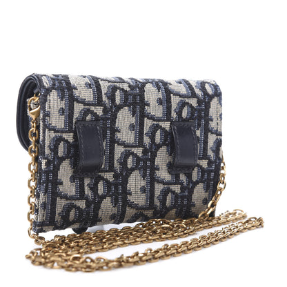 Christian Dior Oblique Nano Saddle Chain Pouch Blue 3 of 9